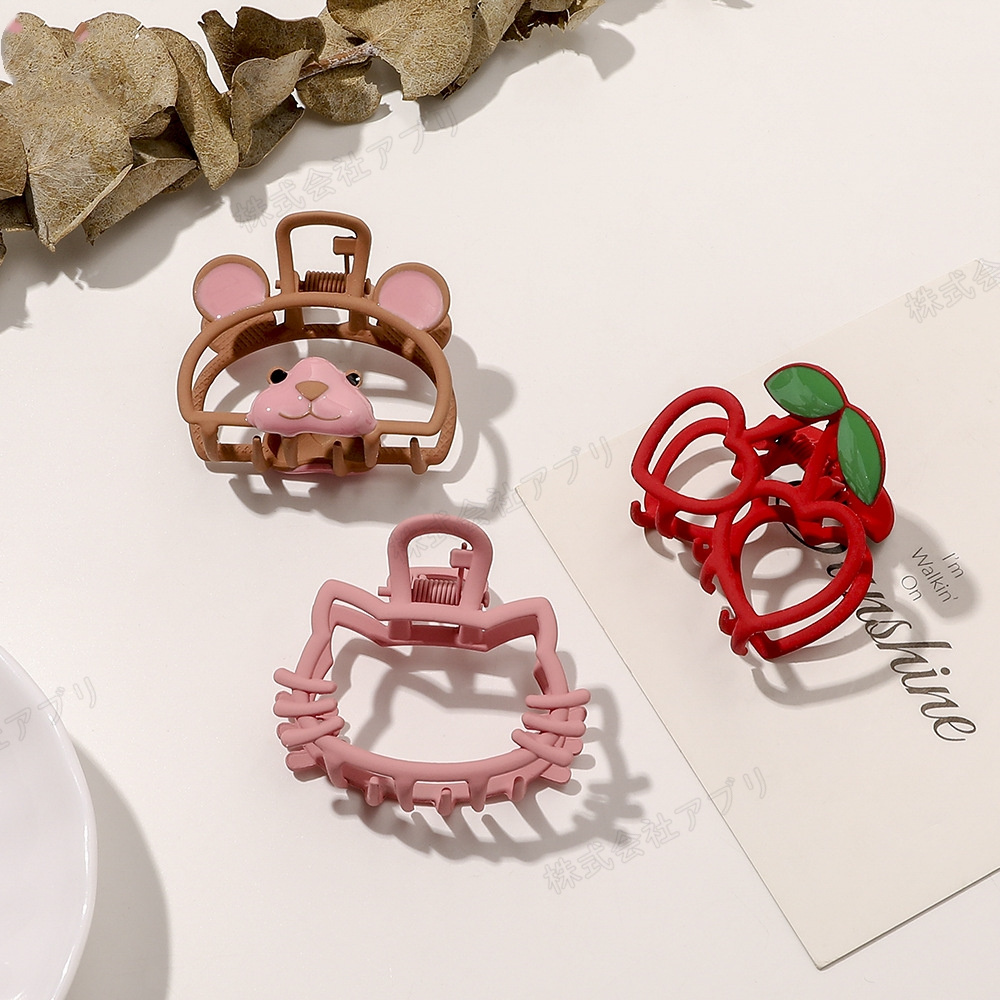 【全3種類】ヘアクリップ ヘアアクセサリー 髪まとめ 髪飾り ベアー チェリー キャット 猫 熊 可愛い