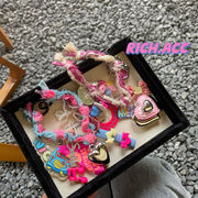ハンドメイドバッグチャーム　ハート飾り　キーリング　diy　韓国ヘアアクセサリー
