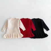 子供服　80~130cm　キッズニットワンピース　セーター　韓国キッズ服