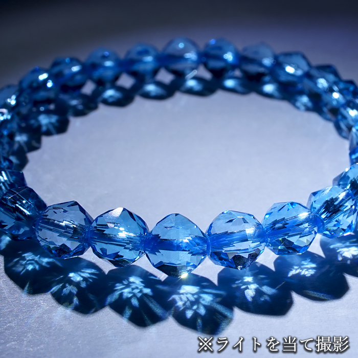 ブルートパーズ 約6mm スターカット ブレスレット ブラジル産