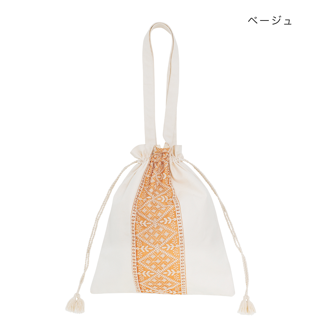 インド刺繍リボンA4トートBAG [トートバッグ刺繍花柄フラワー