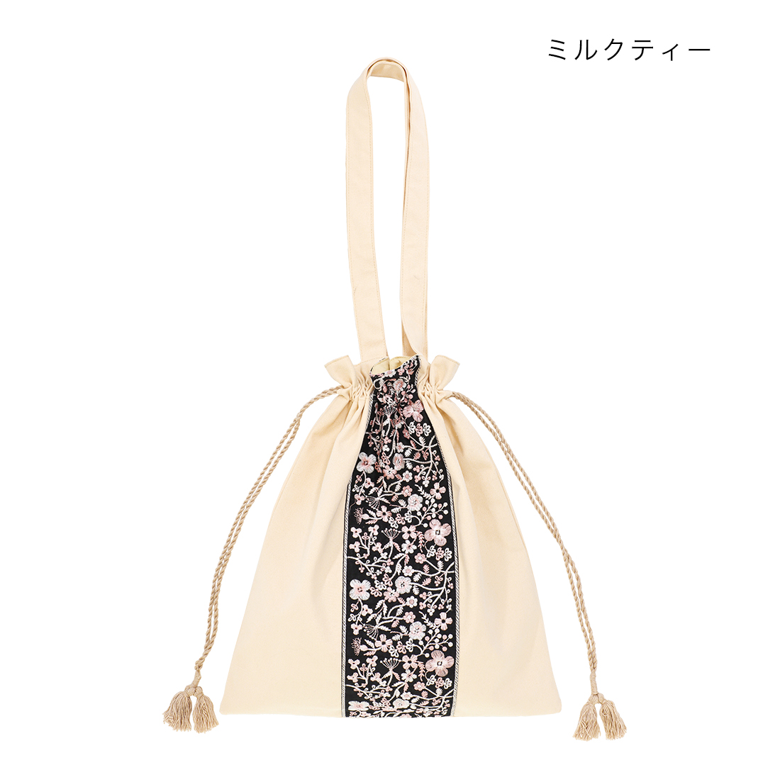 インド刺繍リボンA4トートBAG [トートバッグ刺繍花柄フラワー