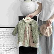 い韓国風子供服 ベビー服  キッズ  女の子ニットコート+ストラップスカート分けて販売 66cm-100cm