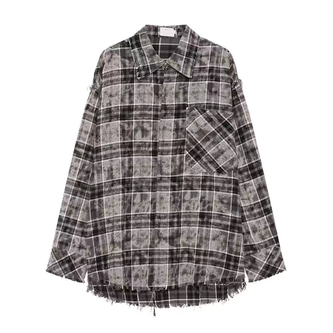 メンズ用トップス・シャツ・ 格子柄長袖・アウター・気質・カジュアルシャツ・M~3XL 2色