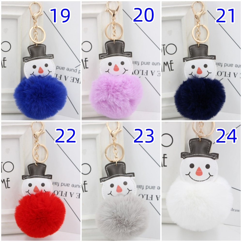 2色の華やかさ 雪だるまキーホルダー ぬいぐるみ ポンポンキーホルダー