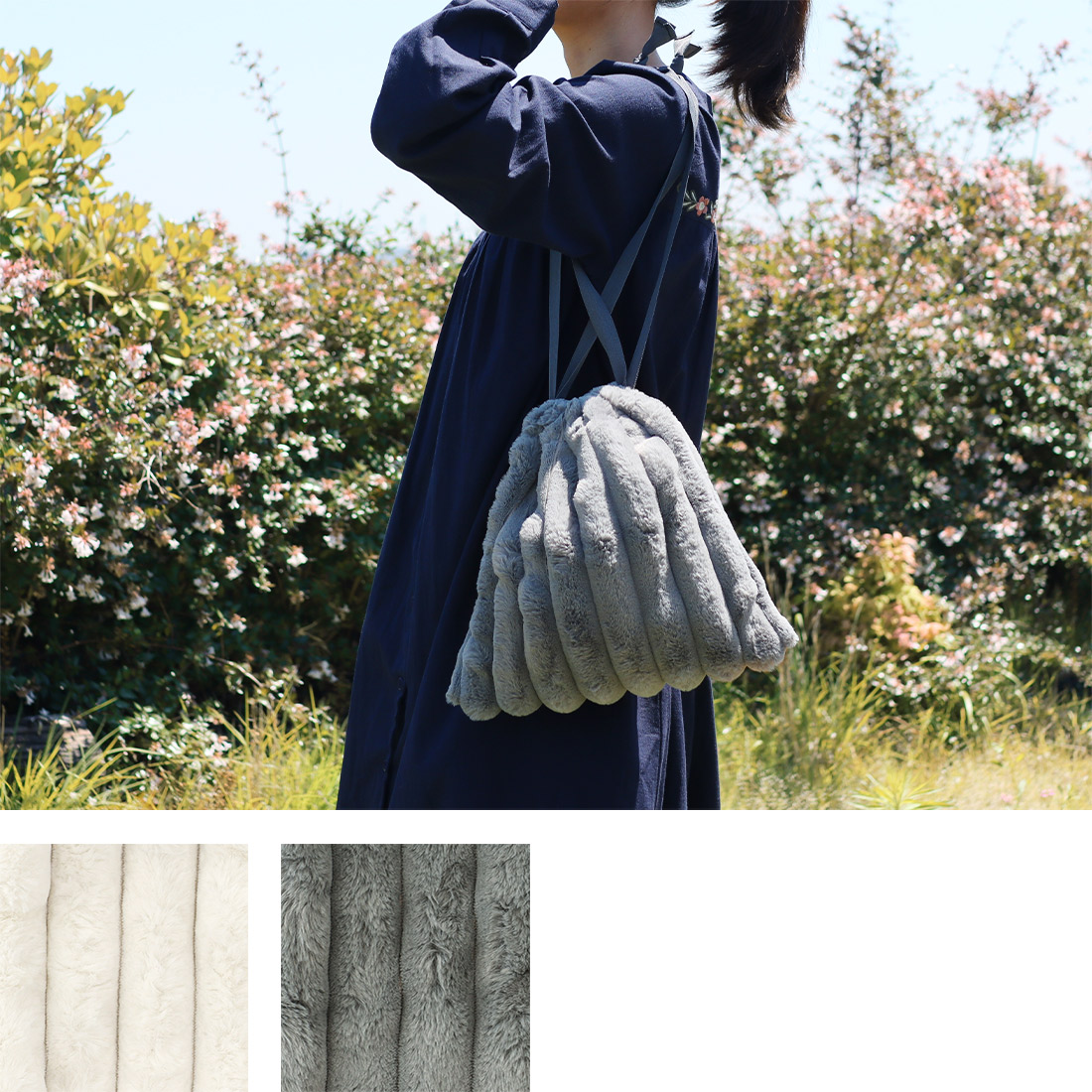 ラビットファー巾着 L [バッグポシェットふわふわ アジアンインド和秋冬24AWaw]