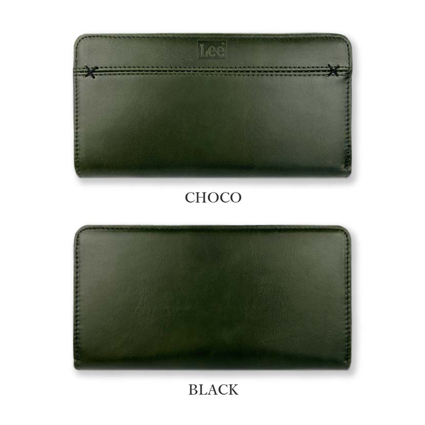 グリーン Lee リー クロスステッチ ラウンド 長財布 リアルレザー0691 全4色 Lee リー クロスステッチデザイン ラウンドファスナー 長財布