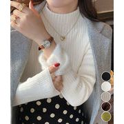 【日本倉庫即納】 裏起毛 プチハイネックニットトップス厚手