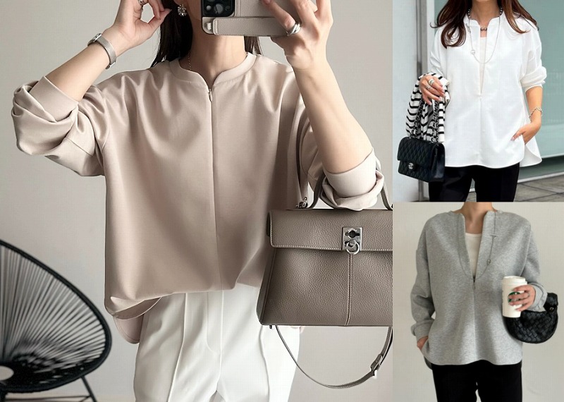 全4色 スウェット トレーナー 切り替え 体型カバー 着痩せ カジュアル