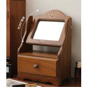 大感謝祭限定 化粧品収納ケース グルーミング鏡 卓上片面鏡 ギャザリング 木製収納ケース 卓上化粧鏡