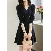 秋冬新ニット女性ニットセーターゆったりした上着、ニットワンピース