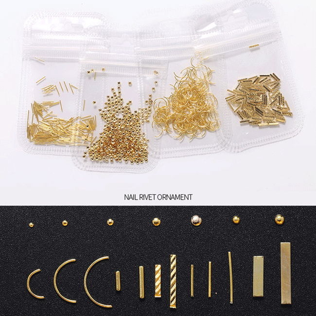 大容量 メタルスタッズ 極小 ネイルパーツ デコレーション ラウンド カーブ ライン スティック 棒 シェル