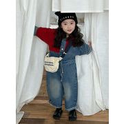 2024秋冬子供服 カジュアル系 ゆったり デニム連体服 韓国風子供服 ロンパース ジーンズ デニムパンツ
