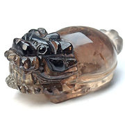 高品質 スモーキーファントム スモーキークォーツ  龍亀 ロングイ 財運 彫刻置物