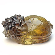 高品質 スモーキーシトリン ゼウスクォーツ  龍亀 ロングイ 財運 彫刻置物