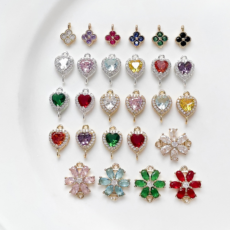 ジュエリー チャーム クローバー アクセサリーパーツ ハート ハンドメイド 繋ぎ フラワー コネクター 接続