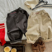 SHENJ☆2024秋冬　韓国風英字プリント起毛ロングパンツ