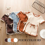 【在庫処理 セール】2021年春夏新作 韓国風子供服 ベビー服 無地 ロンパース＆パンツ2点セット