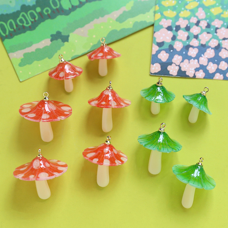 立体 きのこ アクリルチャーム アクセサリーパーツ ハンドメイド 茸 デコパーツ キノコパーツ 野菜 ドット