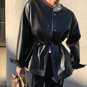 【秋新作】韓国風レディース服　秋　カジュアル　お出かけ　レザージャケット　アウター