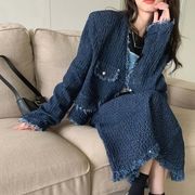 【2023秋新作】韓国風レディース服　秋　ゆったり　カジュアル　きれいめ　デニム セットアップ