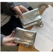 ミニ財布　2025新登場　ファッション　本革　コインケー　小銭入れ　キーリング付き　シルバー