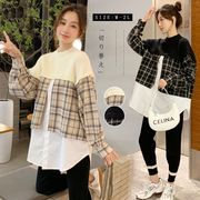 秋冬新作　ニットセーター レディースブラウン セーター ニット切り替え トップス