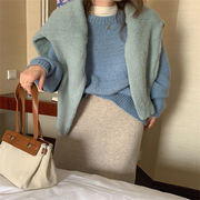 ★ 韓国風ゆったり無地 長袖 ラウンドネック★プルオーバー