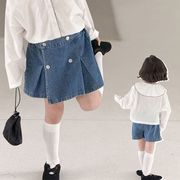 LANMM☆2025春新作 韓国風女の子無地不規則裾デニムスカートパンツ