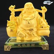 風水 布袋様 金運アップ 七福神  ハッピーブッダ happy buddha statue(笑納百財布袋砂金色6番)