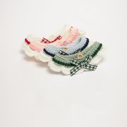 ペット用首輪 千鳥柄 リボン ニット編み 首飾り ハーネス アクセサリー 小型犬用 猫用 ペット用 装飾