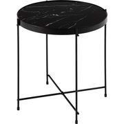 サイドテーブル/　 ミニテーブル ソファサイド 石目調 ブラック シック スチール シンプル  モダン