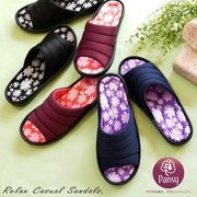 【2025年春新作】Pansy パンジー サンダル ミュール ストレッチ つっかけ フラワー柄 軽量 フラット