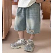 2025春夏子供服 シンプル デニムショートパンツ 韓国風 ボトムス ジーンズ 男女兼用[90~150cm]