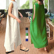 ワンピース ロング丈ワンピース 2025年新作 レディース ノースリーブ ラウンドネック