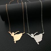 2色 ステンレス  バレエ少女ネックレス   白鳥の湖  バレエネックレス   バレエアクセサリー