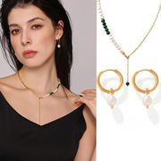 サージカルステンレス淡水パールネックレス　ピアス　アクセサリー　アレルギー対応　18kコーティング