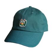 【インバウンド対策に！まねき猫をあしらったキャップ！】まねき猫CAP　ダークグリーン