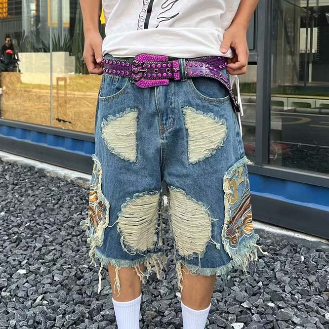 ビンテージ風 ダメージデニムショーツ メンズ ハーフパンツ yamane3047-01.jpg