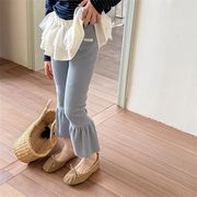 女の子用フレアパンツ 春夏 九分丈 パンツ フリル付き おしゃれな韓国風レギンス