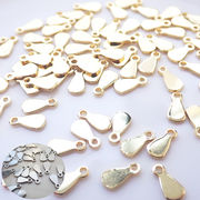 【ステンレス製】しずく型チャーム 雫型 小サイズ ゴールド／シルバー  50個入り 金属アレルギー対応