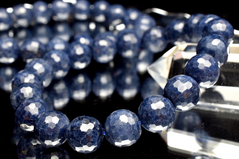 ミャンマー産 サファイア 9.5mm 128面カット ブレスレット 1個売り _BG5604-95