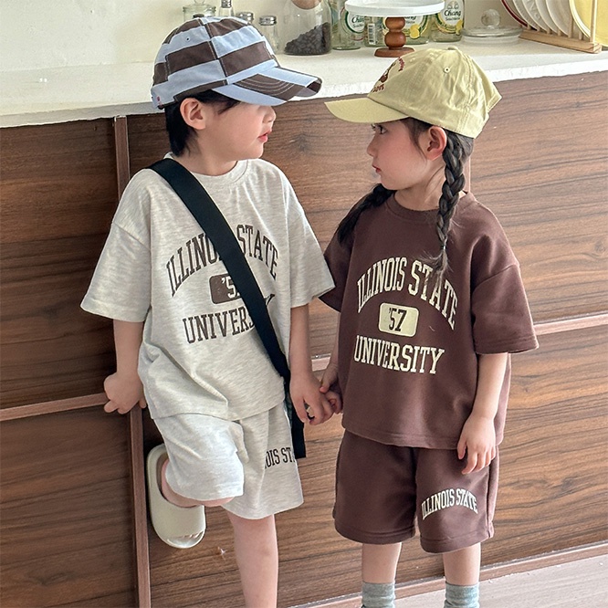 QQMM☆子供用 夏用スポーツセット 純綿 男の子 ワイドタイプ 女の子2025 半袖ベビーウェア