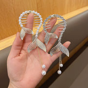 レディース少女 ヘアクリップ ヘアピン バンスクリップ 海洋系 アクリルパール キラキラ 人魚姫