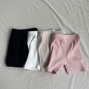 韓国ins風 女児用 無地ショートパンツ レギンス代わりの安全パンツ リブコットン 細身フィット