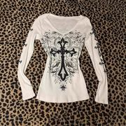 トップス カットソー Tシャツ 長袖 プリント 薄手 レディース