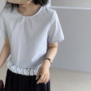 u27649トップス レディース シャツ Tシャツ 短袖 ラウンドネック フレア 韓国風  2025春夏新作