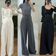 2025年春新作 パンツ レディース ワイドパンツ ロングパンツ きれいめ ハイウエスト ストレートパンツ