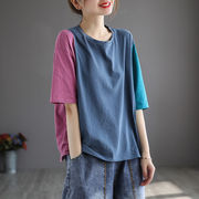 【新作】春夏カラーTシャツラウンドネックシンプルトップス