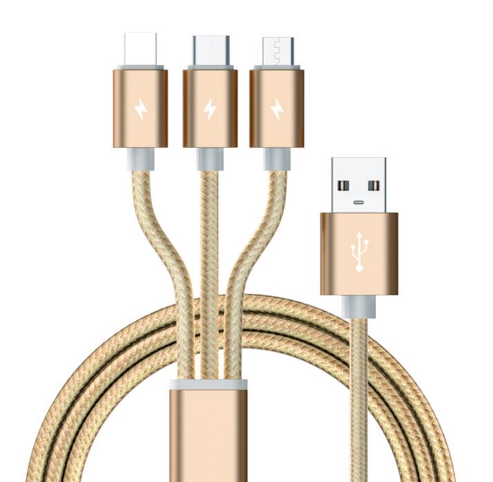 iPhoneケーブル Type-Cケーブル Micro USBケーブル 3in1充電ケーブル ストラップ式 急速充電ケーブル